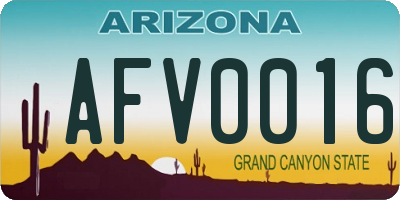 AZ license plate AFV0016