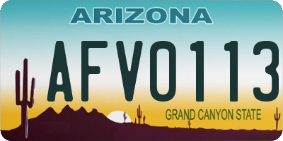 AZ license plate AFV0113