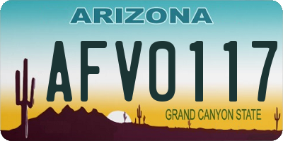 AZ license plate AFV0117