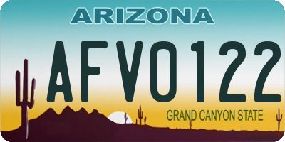 AZ license plate AFV0122