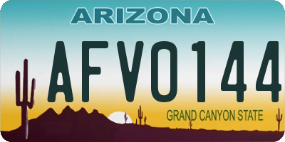 AZ license plate AFV0144