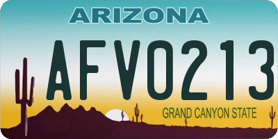 AZ license plate AFV0213