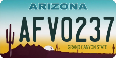 AZ license plate AFV0237
