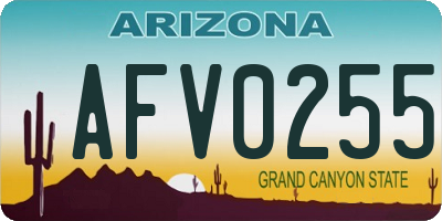 AZ license plate AFV0255