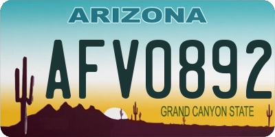 AZ license plate AFV0892