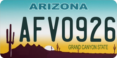 AZ license plate AFV0926