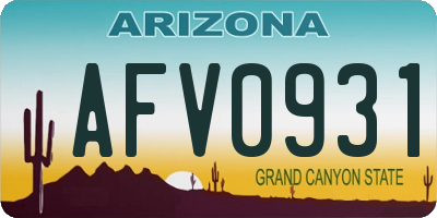 AZ license plate AFV0931