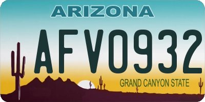 AZ license plate AFV0932