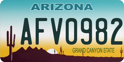 AZ license plate AFV0982