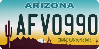 AZ license plate AFV0990