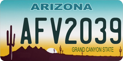 AZ license plate AFV2039