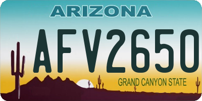 AZ license plate AFV2650