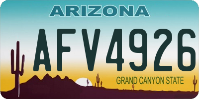 AZ license plate AFV4926