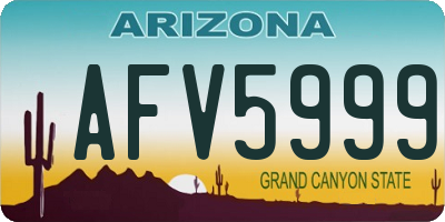 AZ license plate AFV5999