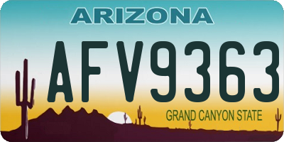 AZ license plate AFV9363
