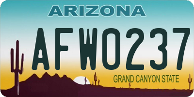 AZ license plate AFW0237