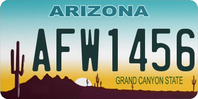 AZ license plate AFW1456