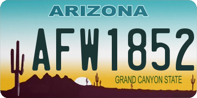 AZ license plate AFW1852