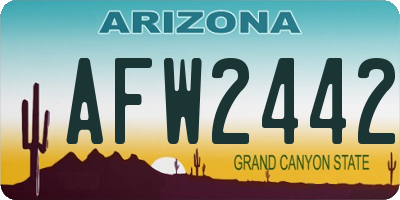 AZ license plate AFW2442