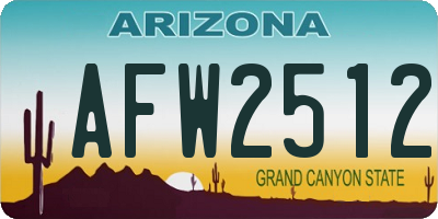 AZ license plate AFW2512
