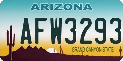 AZ license plate AFW3293