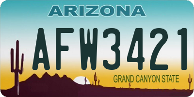 AZ license plate AFW3421