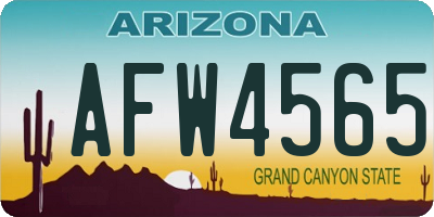 AZ license plate AFW4565