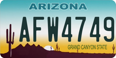 AZ license plate AFW4749