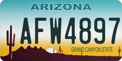AZ license plate AFW4897