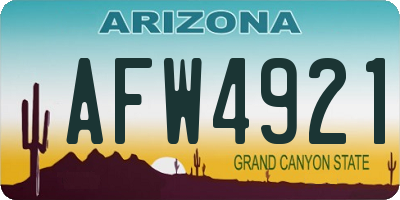 AZ license plate AFW4921