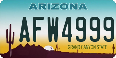 AZ license plate AFW4999