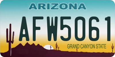 AZ license plate AFW5061