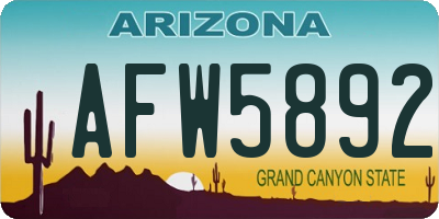 AZ license plate AFW5892
