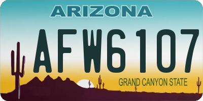 AZ license plate AFW6107