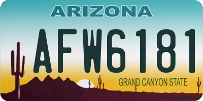AZ license plate AFW6181