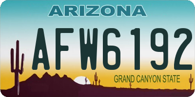 AZ license plate AFW6192