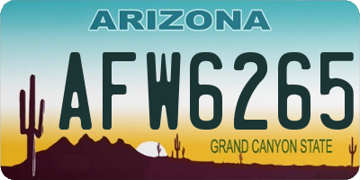 AZ license plate AFW6265