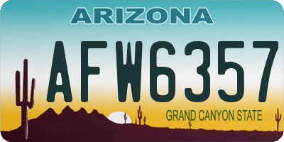AZ license plate AFW6357