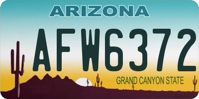 AZ license plate AFW6372