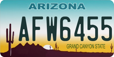 AZ license plate AFW6455