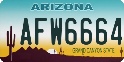 AZ license plate AFW6664