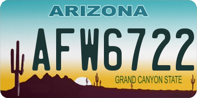 AZ license plate AFW6722