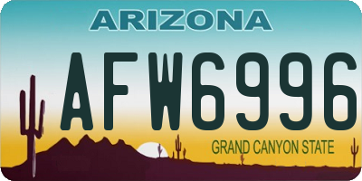 AZ license plate AFW6996