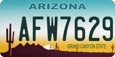 AZ license plate AFW7629