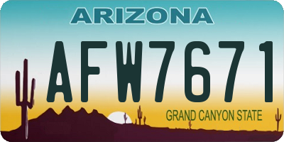 AZ license plate AFW7671