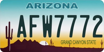 AZ license plate AFW7772