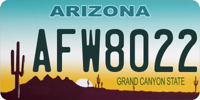 AZ license plate AFW8022