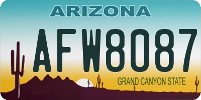 AZ license plate AFW8087
