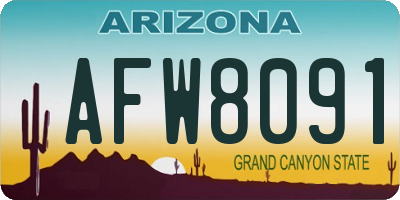 AZ license plate AFW8091