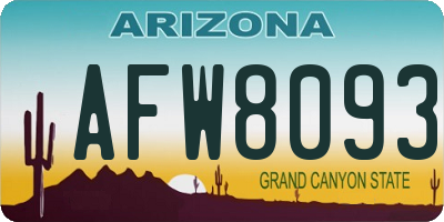 AZ license plate AFW8093